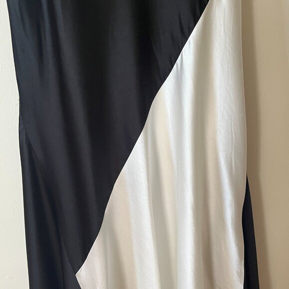 ALICE + OLIVIA Rosa Asymmetrical Midi Slip Dress White and Black Size 6 - Picture 3 of 8